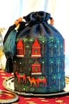 Mid July Home_Black Embroidery, Beads, Tassels Luxury Rajasthan Potli Bag _Online_at_Aza_Fashions