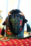 Buy_Mid July Home_Black Embroidery, Beads, Tassels Luxury Rajasthan Potli Bag _at_Aza_Fashions