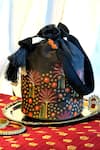 Buy_Mid July Home_Black Embroidery, Tassels, Beads Handcrafted Midnight Bloom Potli Bag _at_Aza_Fashions