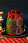 Shop_Mid July Home_Red Embroidery, Beads, Tassels Gulnaar Jharokha Potli Bag _at_Aza_Fashions