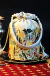 Buy_Mid July Home_Ivory Embroidery, Beads Royal Garden Potli Bag _at_Aza_Fashions
