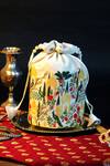Shop_Mid July Home_Ivory Embroidery, Beads Royal Garden Potli Bag _at_Aza_Fashions