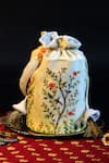 Shop_Mid July Home_Ivory Beads, Embroidery, Tassels Floral Pattern Potli Bag _at_Aza_Fashions