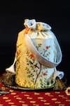 Buy_Mid July Home_Ivory Beads, Embroidery, Tassels Floral Pattern Potli Bag _at_Aza_Fashions