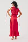 Shop_Aroka_Red Modal, Satin V-neck Rumba Overlap Draped Dress _at_Aza_Fashions