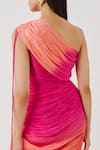 Shop_Aroka_Pink Modal, Satin One Shoulder Rosie Ruched High Slit Dress _Online_at_Aza_Fashions