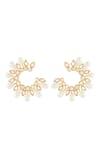 Shop_Isharya_Gold Plated Pearls, Stones Paradise Dew Hoop Earrings _at_Aza_Fashions