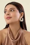 Buy_Isharya_Gold Plated Pearls, Stones Paradise Dew Hoop Earrings _at_Aza_Fashions