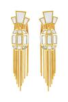 Shop_Isharya_Gold Plated Mirrors, Tassels Bombay Deco Earrings _at_Aza_Fashions