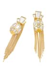 Isharya_Gold Plated Mirrors, Tassels Bombay Deco Earrings _Online_at_Aza_Fashions