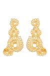 Shop_Isharya_Gold Plated Gypsy Soul Leaf Cascading Cuff Earrings _at_Aza_Fashions