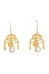 Isharya_Gold Plated Mirrors Ayaana Bell Dangling Earrings _Online_at_Aza_Fashions