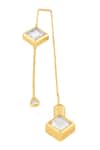 Isharya_Gold Plated Crystals Ayaana Diamond Mirror Needle Thread Earrings _Online_at_Aza_Fashions
