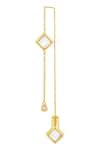 Shop_Isharya_Gold Plated Crystals Ayaana Diamond Mirror Needle Thread Earrings _at_Aza_Fashions