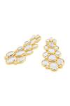 Isharya_Gold Plated Mirrors, Stones Limelight Oval Long Earrings _Online_at_Aza_Fashions