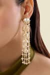 Shop_Isharya_Gold Plated Pearls, Crystals Limelight And Chain Long Earrings _Online_at_Aza_Fashions
