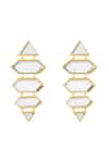 Shop_Isharya_Gold Plated Mirrors Demi Goddess Dazzle Earrings _at_Aza_Fashions