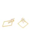 Isharya_Gold Plated Mirrors Demi Goddess Rhombus Earrings _Online_at_Aza_Fashions