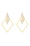 Shop_Isharya_Gold Plated Mirrors Demi Goddess Rhombus Earrings _at_Aza_Fashions