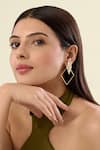 Buy_Isharya_Gold Plated Mirrors Demi Goddess Rhombus Earrings _at_Aza_Fashions