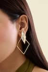 Shop_Isharya_Gold Plated Mirrors Demi Goddess Rhombus Earrings _Online_at_Aza_Fashions