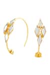 Isharya_Gold Plated Mirrors Demi Goddess Rhombus Hoop Earrings _Online_at_Aza_Fashions