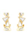 Shop_Isharya_Gold Plated Mirrors Demi Goddess Triangle Huggy Earrings _at_Aza_Fashions