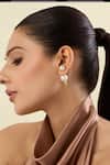 Shop_Isharya_Gold Plated Pearls Illusion Silicon Stud Earrings _Online_at_Aza_Fashions