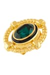 Buy_Isharya_Gold Plated Crystals, Stones Nut And Bolt Emerald Stud Earrings _Online_at_Aza_Fashions