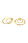 Isharya_Gold Plated Ribbed Bolted Double Hoop Earrings _Online_at_Aza_Fashions