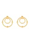Shop_Isharya_Gold Plated Ribbed Bolted Double Hoop Earrings _at_Aza_Fashions