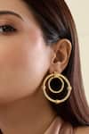 Shop_Isharya_Gold Plated Ribbed Bolted Double Hoop Earrings _Online_at_Aza_Fashions