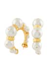 Shop_Isharya_Gold Plated Pearls Bolt And Hoop Earrings _at_Aza_Fashions