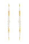 Shop_Isharya_Gold Plated Pearls Shoulder Duster Earrings _at_Aza_Fashions