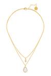 Shop_Isharya_Gold Plated Dew Drop Mirror Layered Pendant Necklace _at_Aza_Fashions