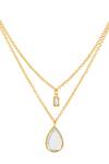 Isharya_Gold Plated Dew Drop Mirror Layered Pendant Necklace _Online_at_Aza_Fashions