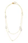 Shop_Isharya_Gold Plated Dew Drop Mirror Long Layered Necklace _at_Aza_Fashions