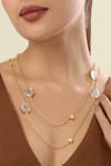 Buy_Isharya_Gold Plated Dew Drop Mirror Long Layered Necklace _Online_at_Aza_Fashions