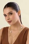 Buy_Isharya_Gold Plated Dew Drop Mirror Long Layered Necklace _at_Aza_Fashions