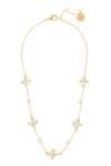 Shop_Isharya_Gold Plated Pyramid Mirror And Pearl Necklace _at_Aza_Fashions