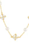 Isharya_Gold Plated Pyramid Mirror And Pearl Necklace _Online_at_Aza_Fashions