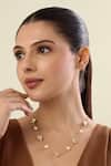 Buy_Isharya_Gold Plated Pyramid Mirror And Pearl Necklace _at_Aza_Fashions