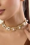 Buy_Isharya_Gold Plated Angel Dust Mirror And Pearl Choker Necklace _Online_at_Aza_Fashions