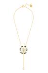 Shop_Isharya_Gold Plated Ayaana Long Flower And Pearl Necklace _at_Aza_Fashions
