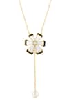 Isharya_Gold Plated Ayaana Long Flower And Pearl Necklace _Online_at_Aza_Fashions