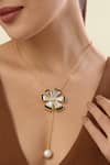 Buy_Isharya_Gold Plated Ayaana Long Flower And Pearl Necklace _Online_at_Aza_Fashions