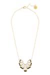 Shop_Isharya_Gold Plated Ayaana Mirror Enamel Pendant Necklace _at_Aza_Fashions