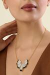 Shop_Isharya_Gold Plated Ayaana Mirror Enamel Pendant Necklace _Online_at_Aza_Fashions