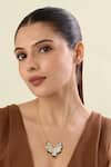 Buy_Isharya_Gold Plated Ayaana Mirror Enamel Pendant Necklace _at_Aza_Fashions