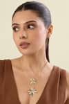 Buy_Isharya_Gold Plated Demi Goddess Flower Layered Necklace _at_Aza_Fashions